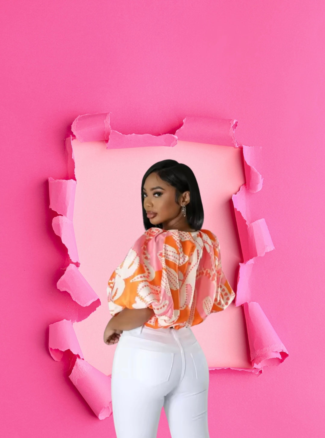 Ashanti Short Puff sleeve mini blouse