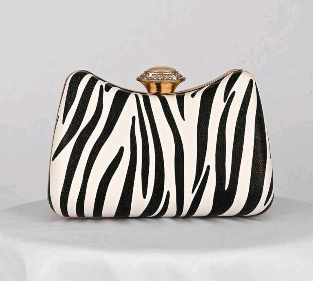 Zebra print box clutch