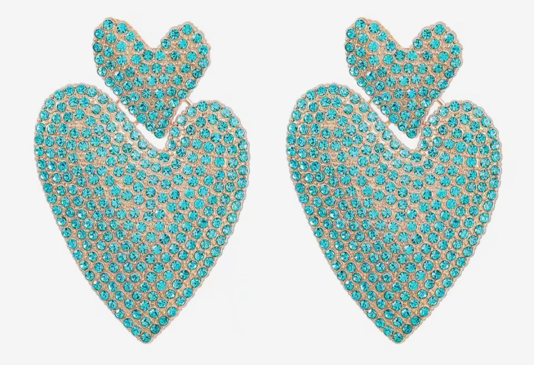 The Metallic Rhinestone Heart Earrings