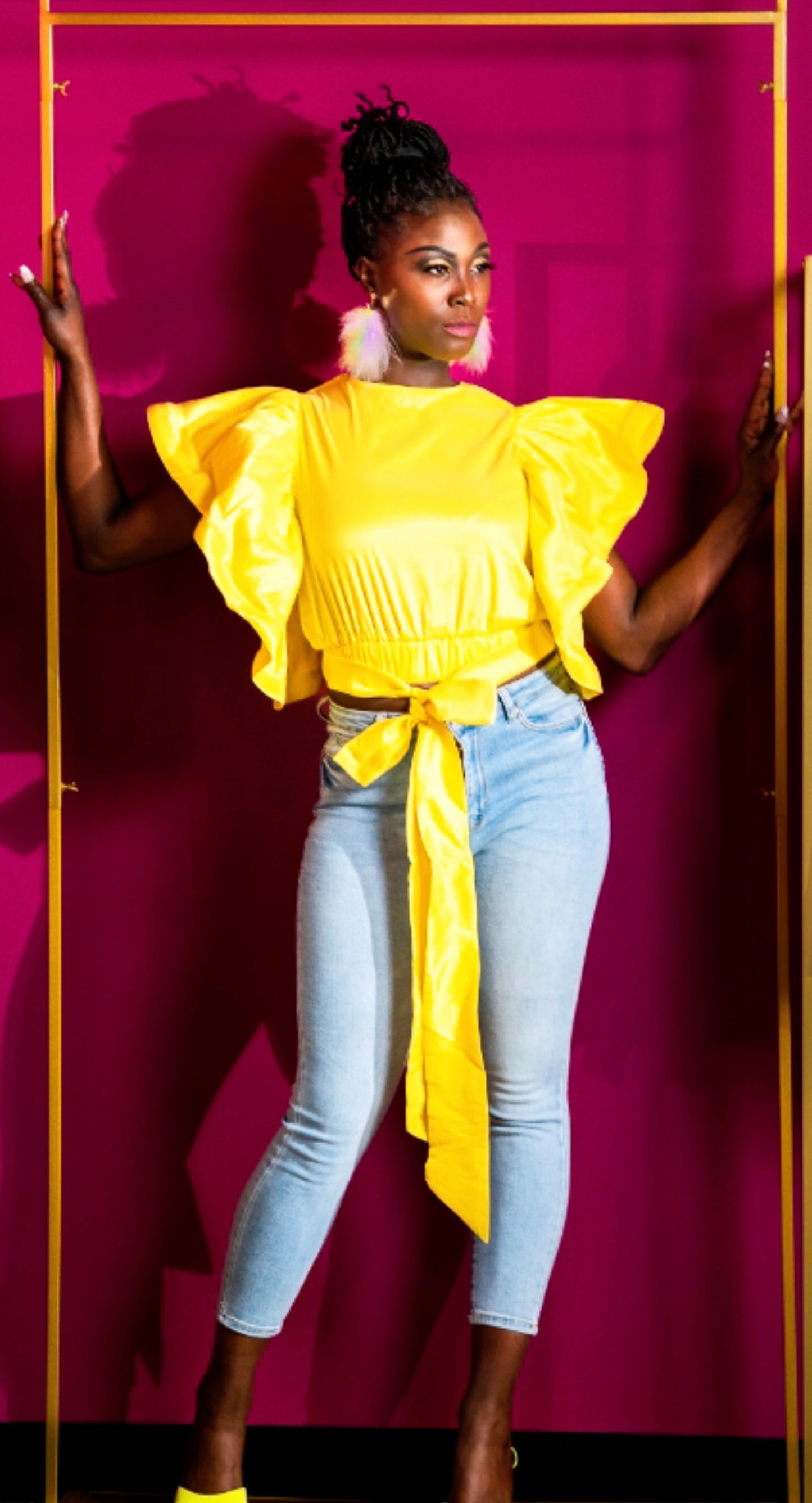Yellow butterfly top