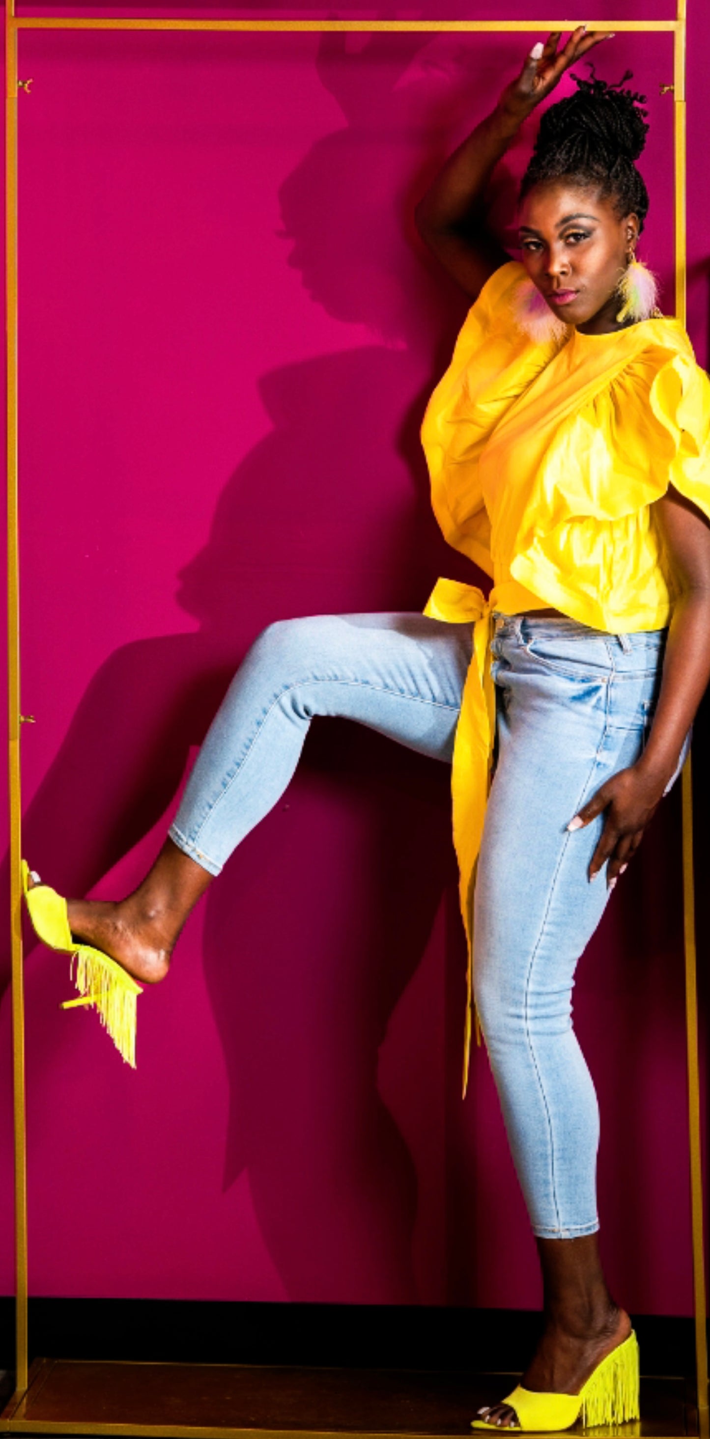 Yellow butterfly top