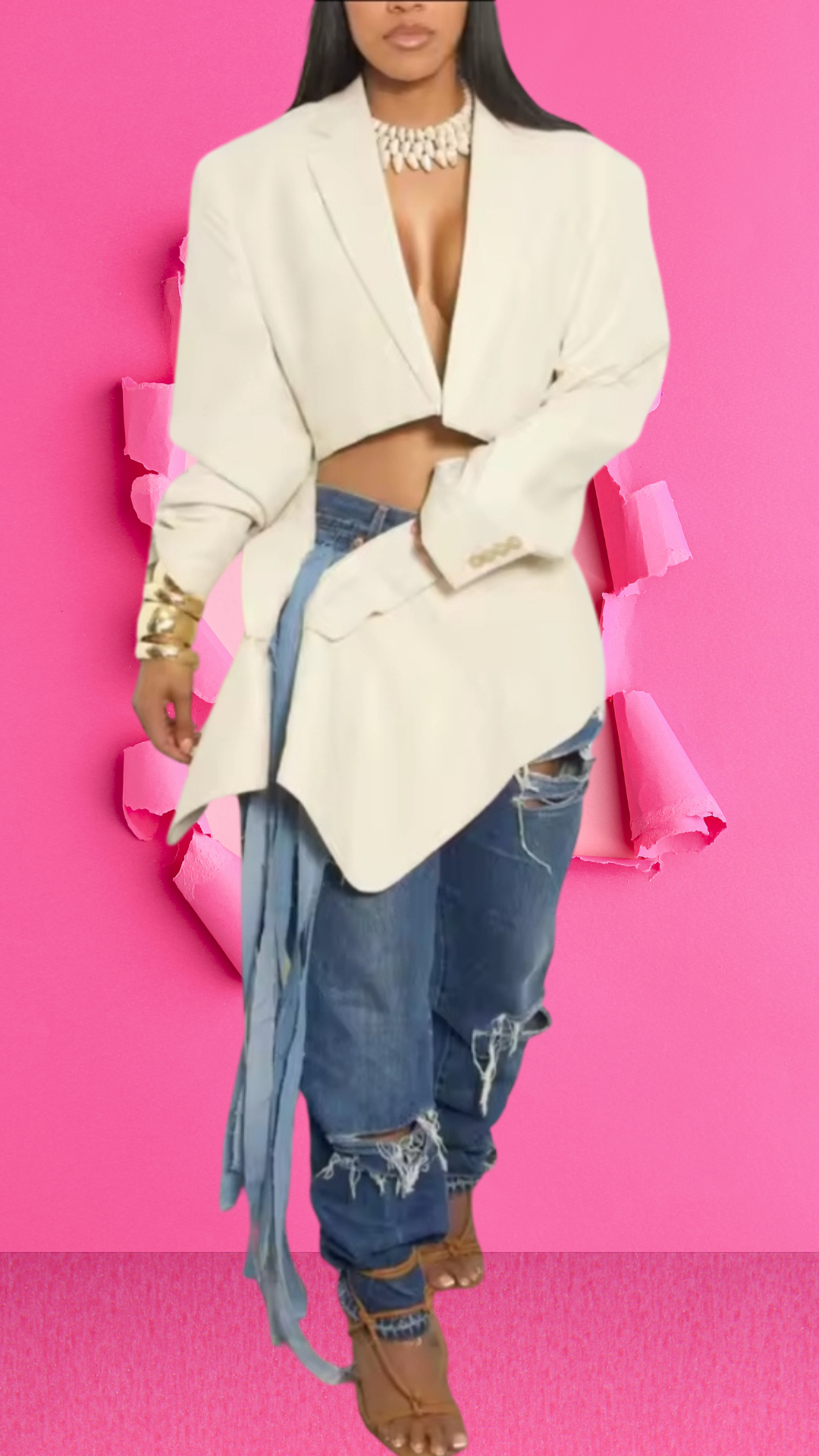Mini Denim Tie Up 2 piece Coat Blazer & skirt Set
