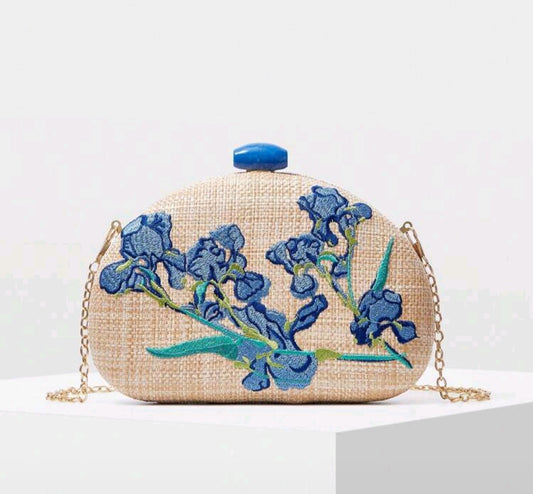 Embroidered clutch bag