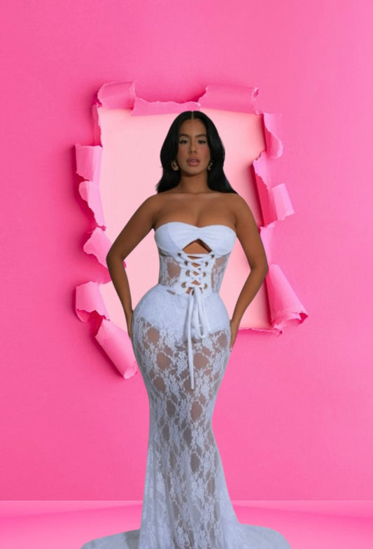White Lace Horseman Dress