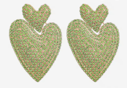 The Metallic Rhinestone Heart Earrings