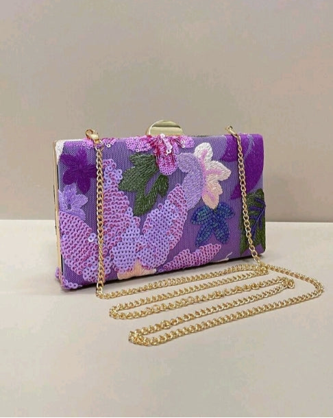 Multi-color flower crossbody clutch