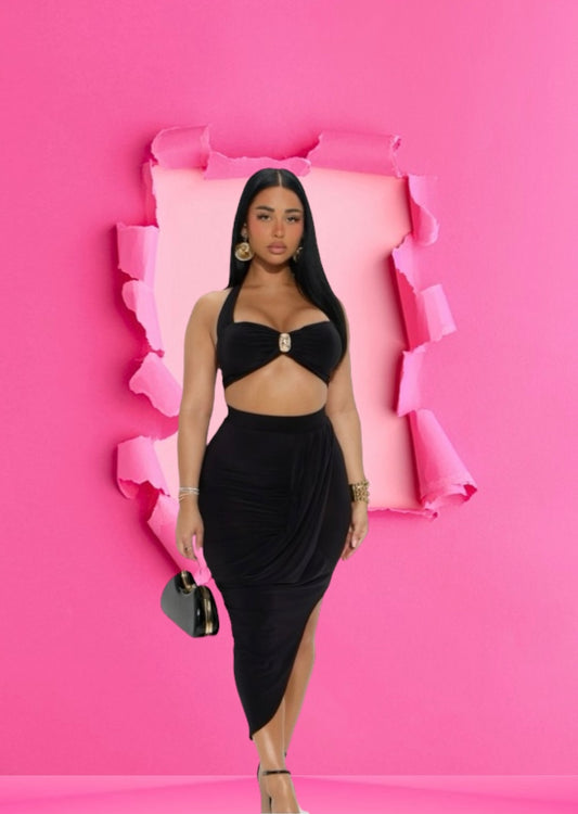 Hardware Front Bra Tank And Skirt Set