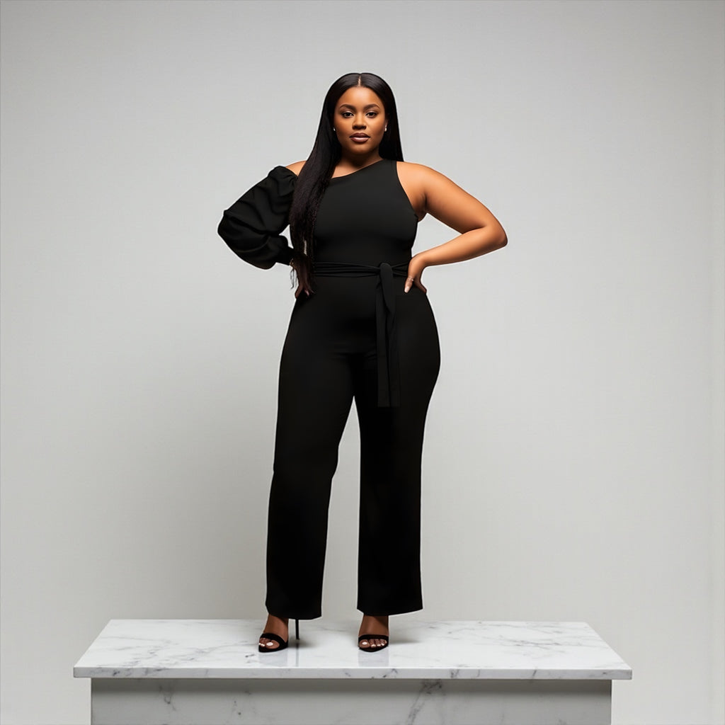Off the Shoulder Black Jumpsuit