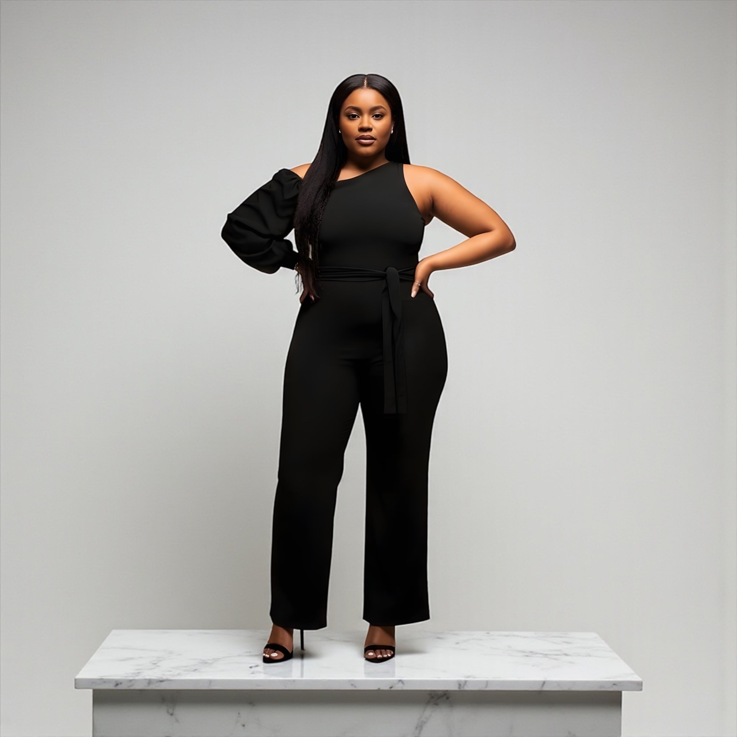 Off the Shoulder Black Jumpsuit