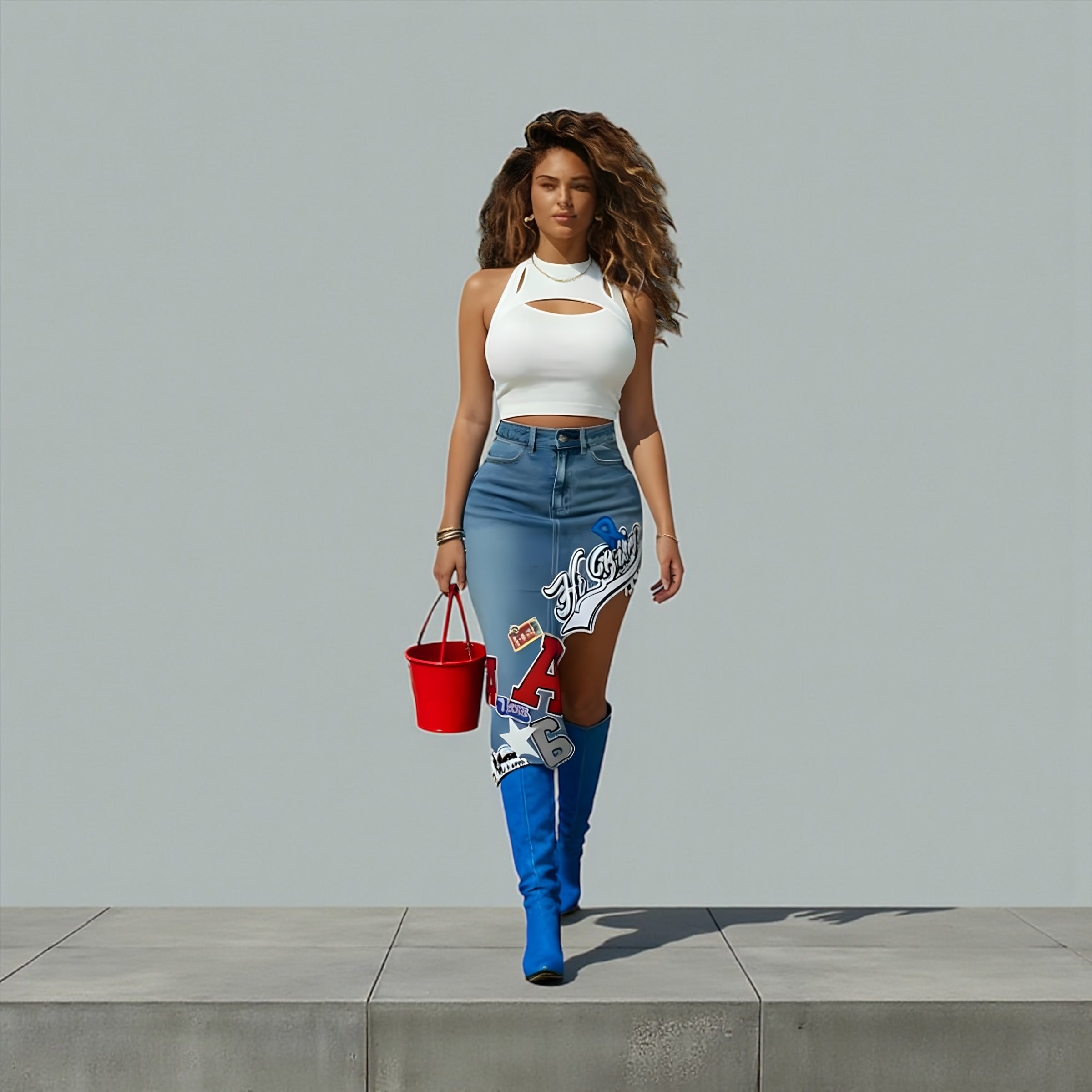 Hip Hop Denim Letter Skirt