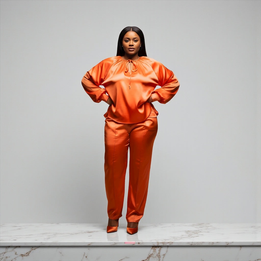 Orange  Blossom Pants  Suit