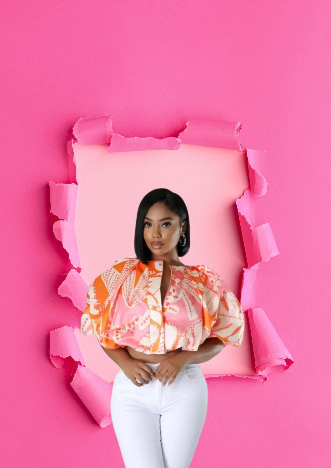 Ashanti Short Puff sleeve mini blouse