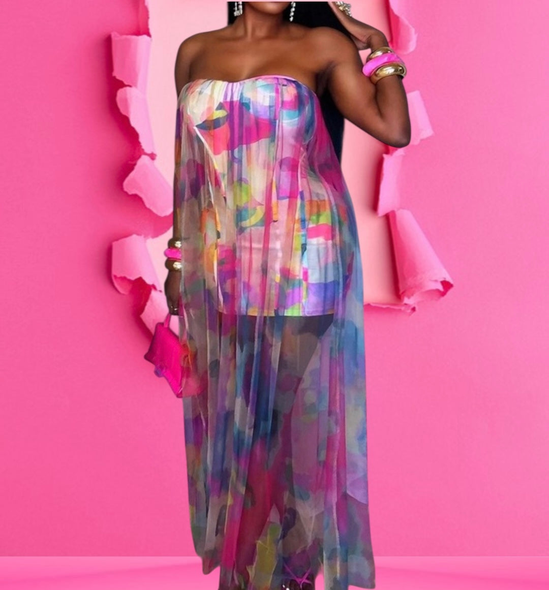 Multi Floral Print Dress