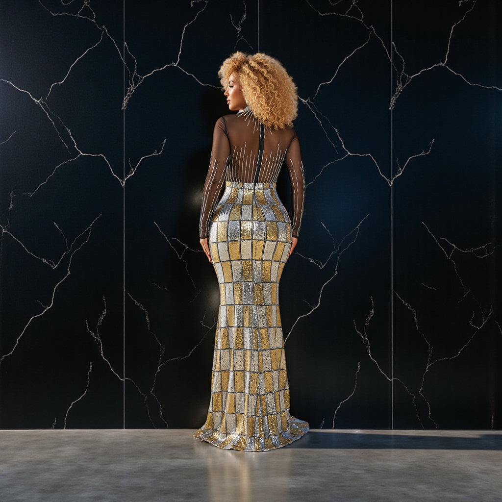 The Golden Globe Glitz & Glamours Diamond Studded Evening Gown