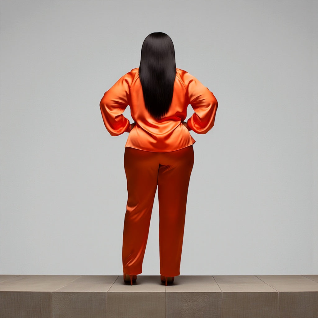 Orange  Blossom Pants  Suit