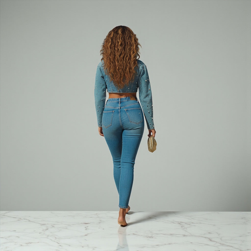 Denim & Gold Stud Exclusive Top