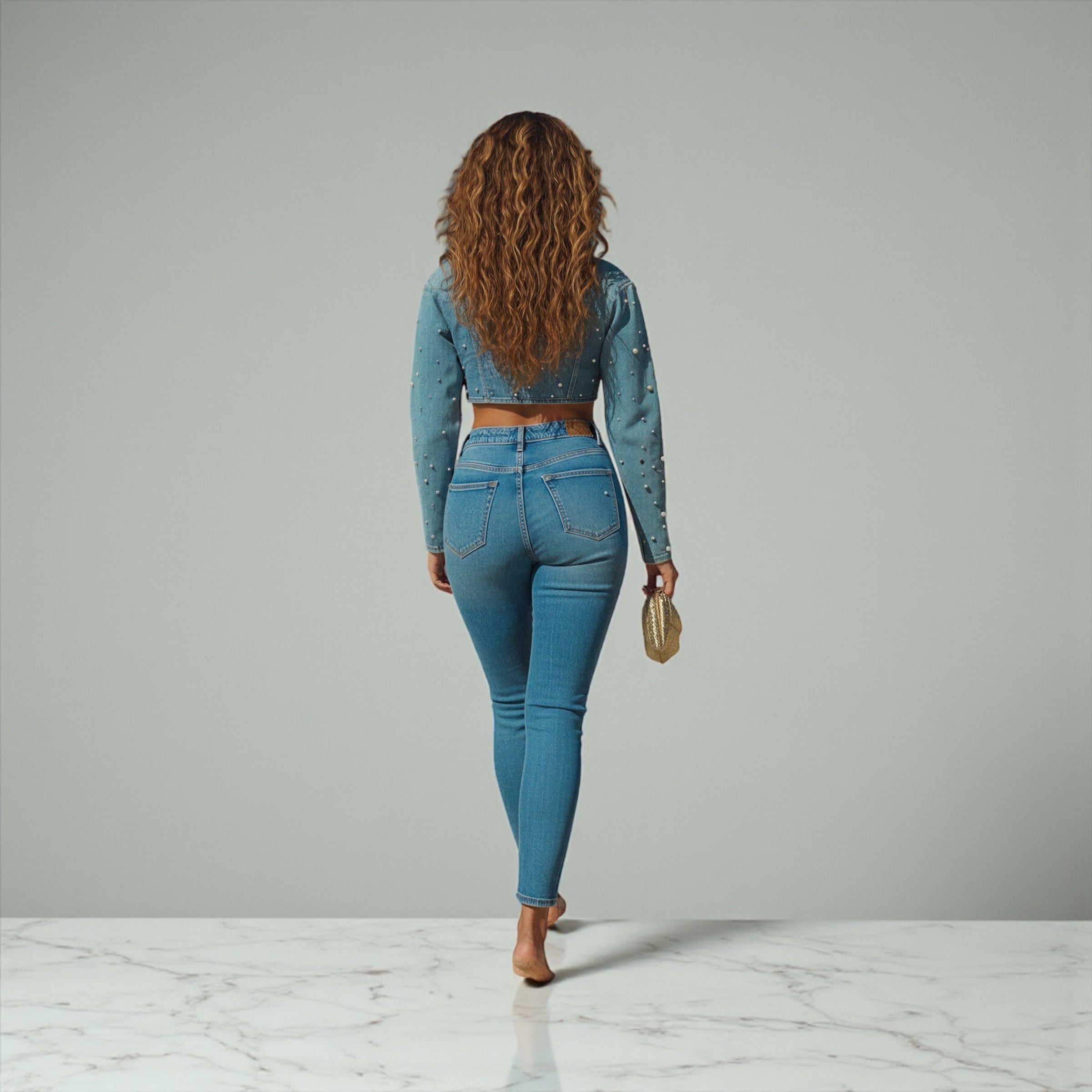 Denim & Gold Stud Exclusive Top