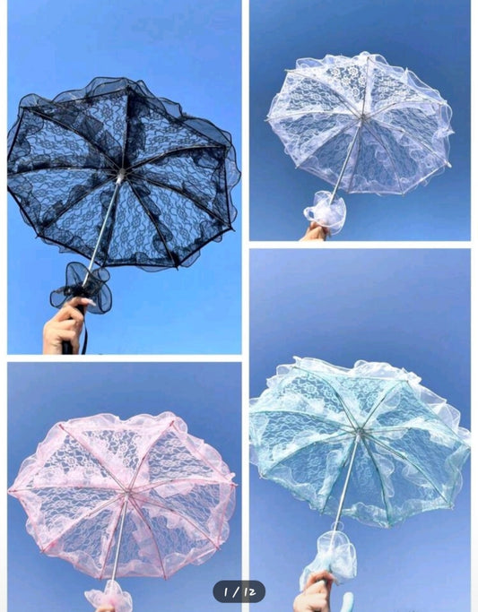 Lace trimmed tea party umbrella
