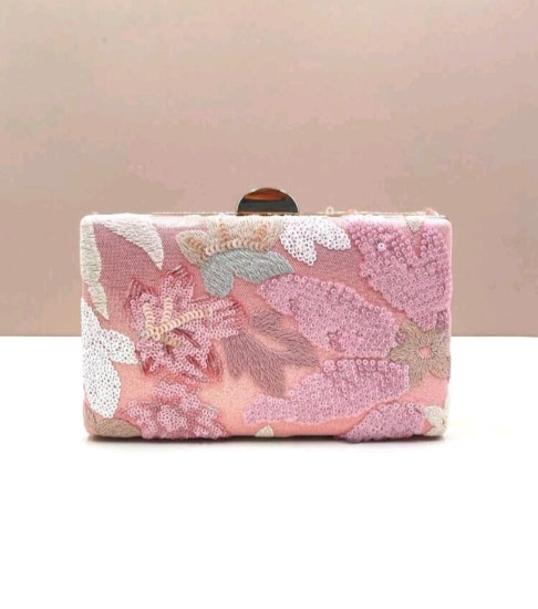 Multi-color flower crossbody clutch