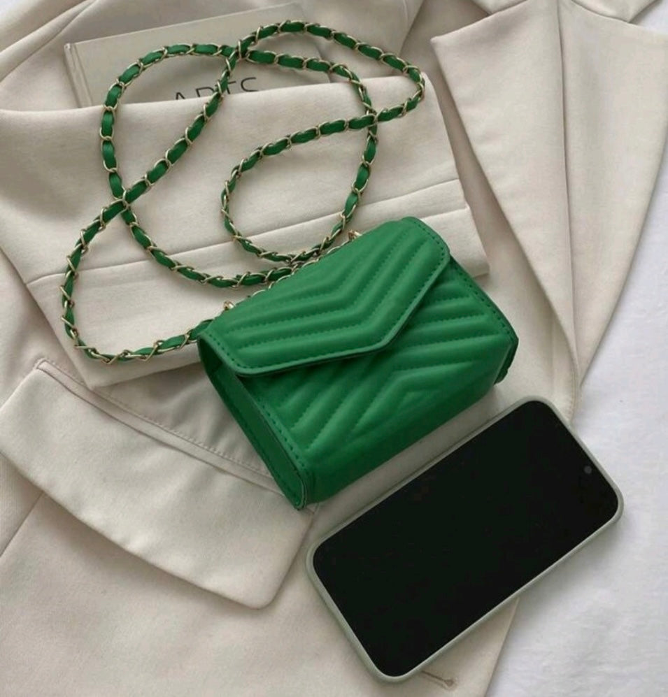 Chevron detail chain square bag
