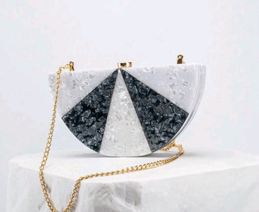 Mulit-color acrylic semi circle colorblock evening bag