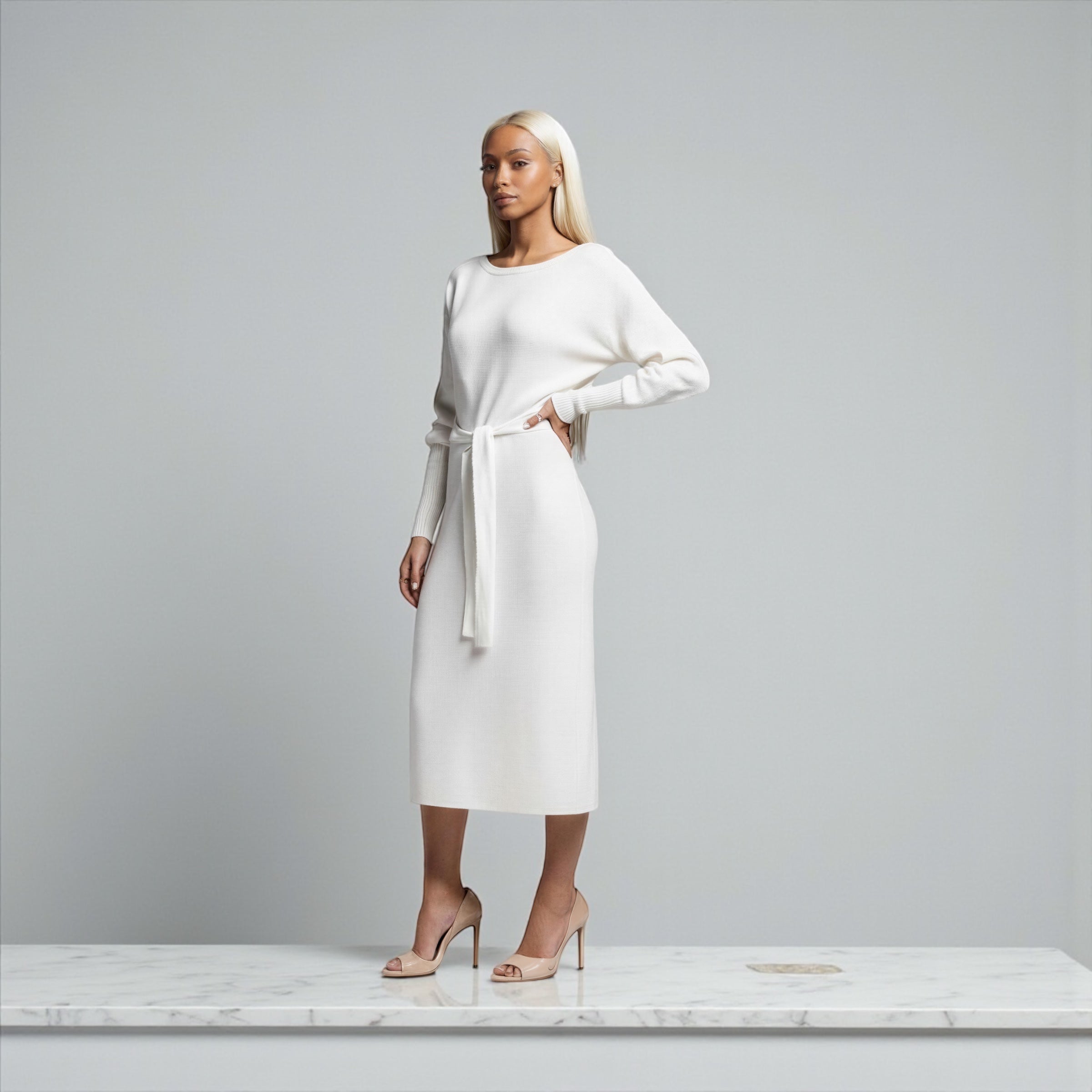 Viola White Sweater dress