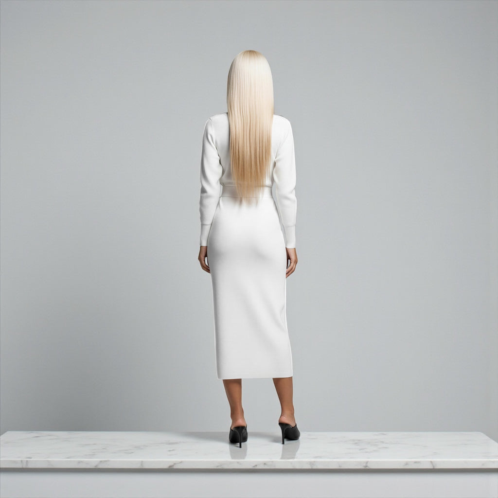 Viola White Sweater dress