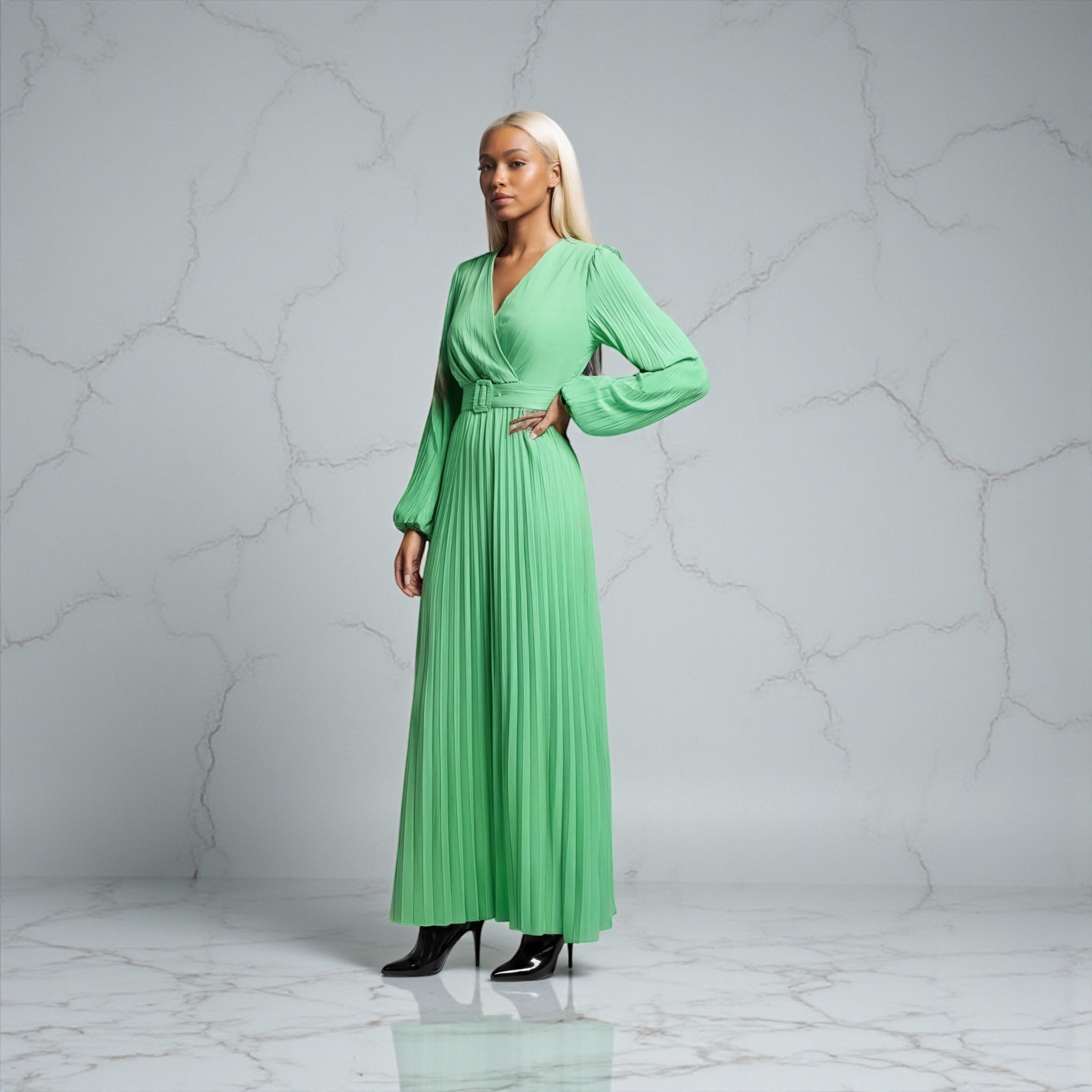 Lilac green Ruffle Dress