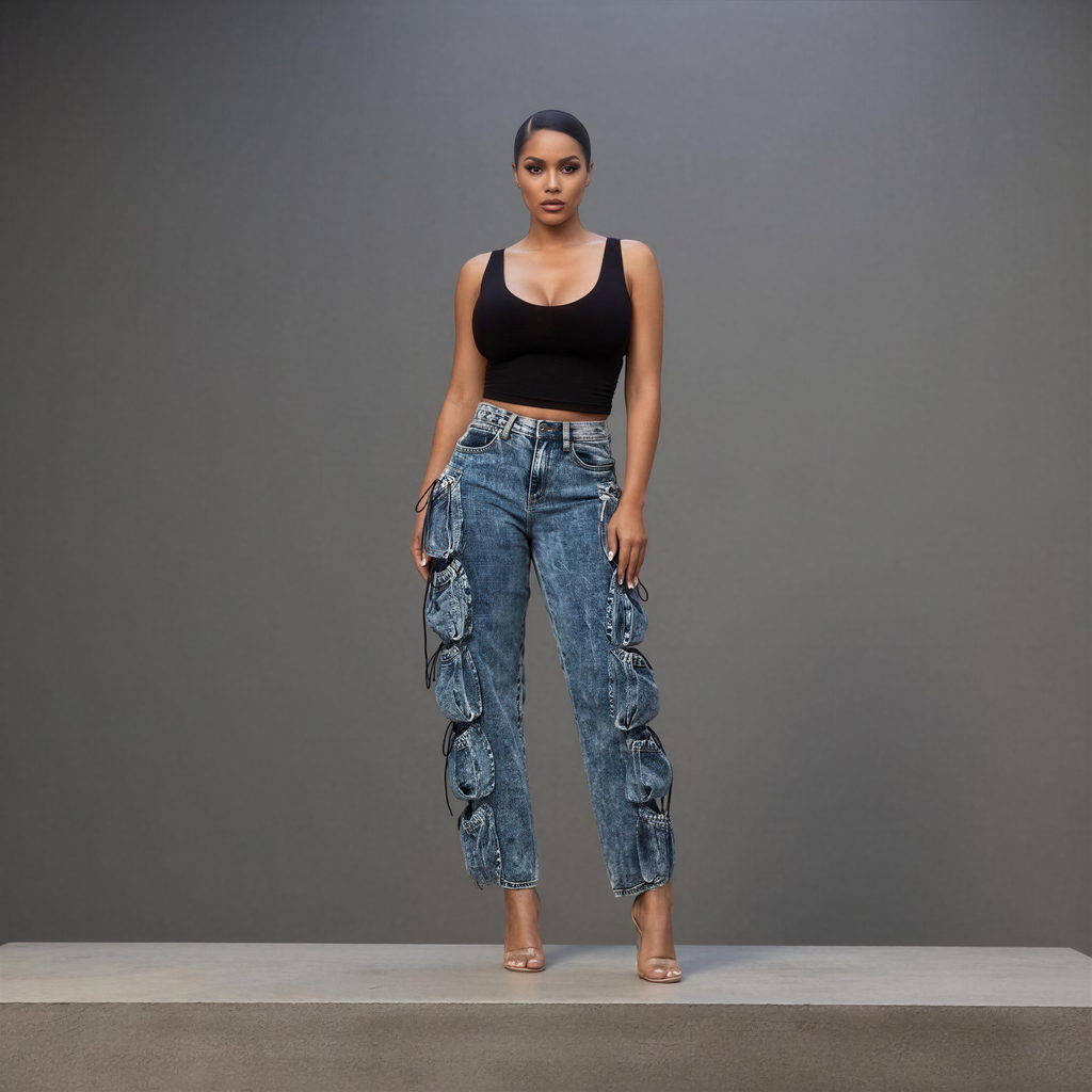 Denim Square Pocket Pants