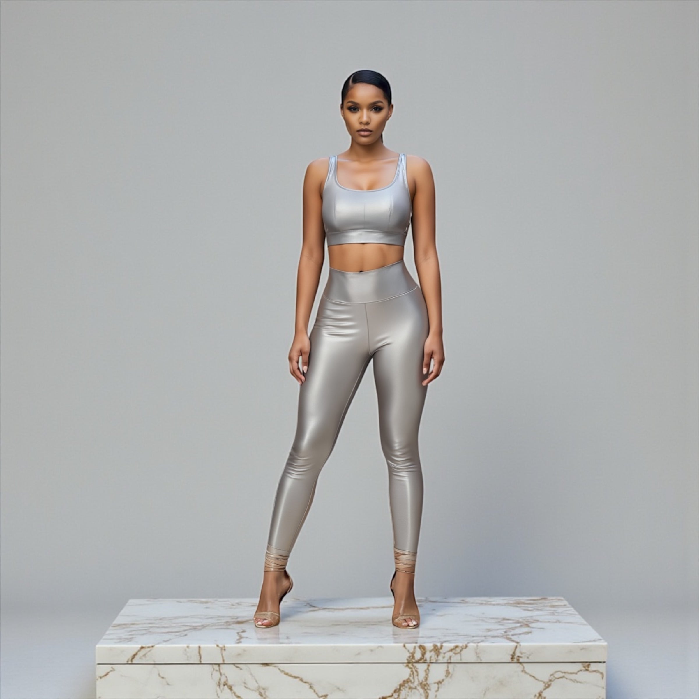 Leather Silver line Leggins