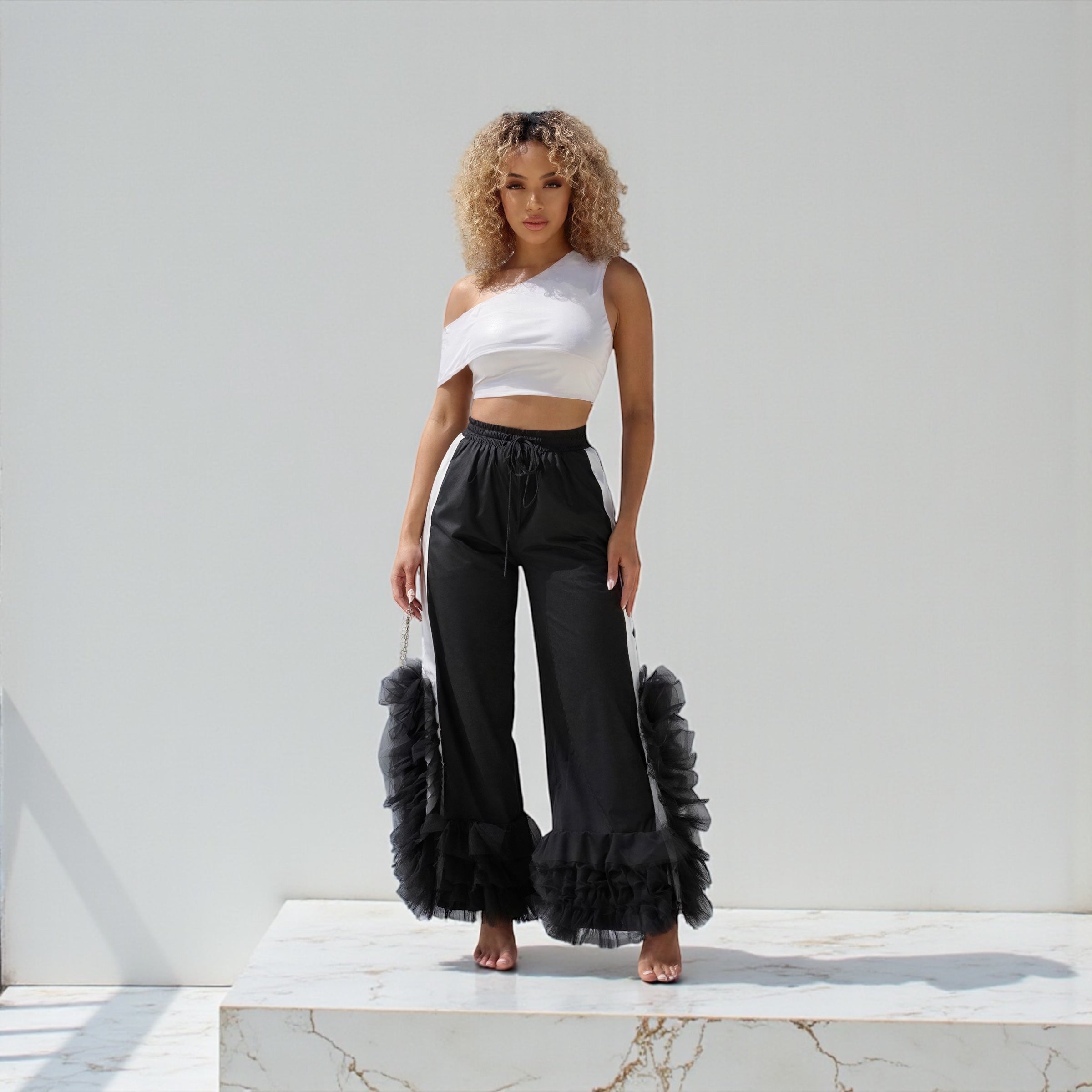 NBA FUR RUFFLE JOGGERS