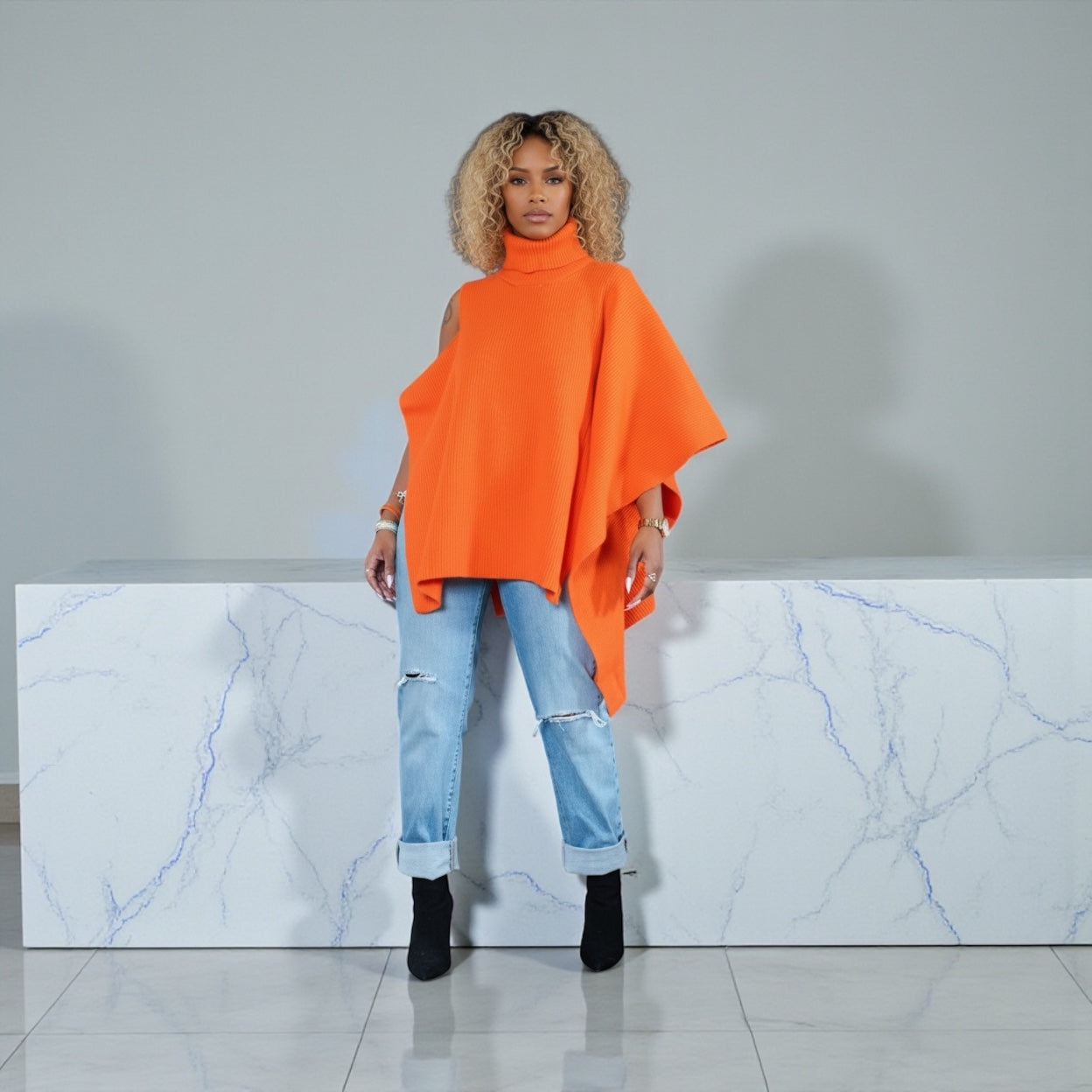 Orange off the Shoulder Sweater